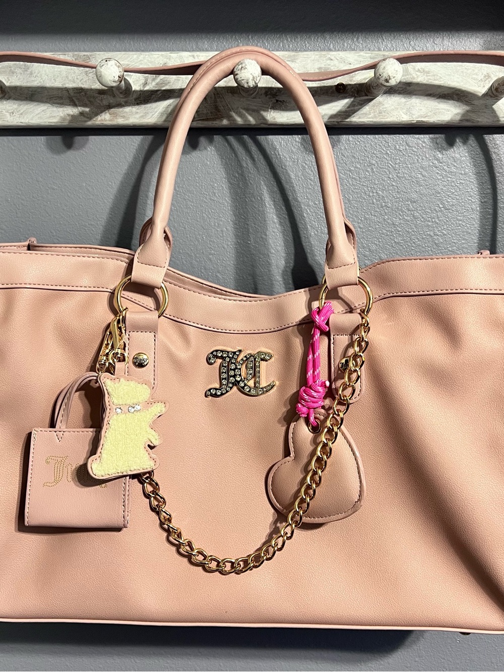 Women's Pink Tote Bag with Gold Chain Accent - Juicy Couture